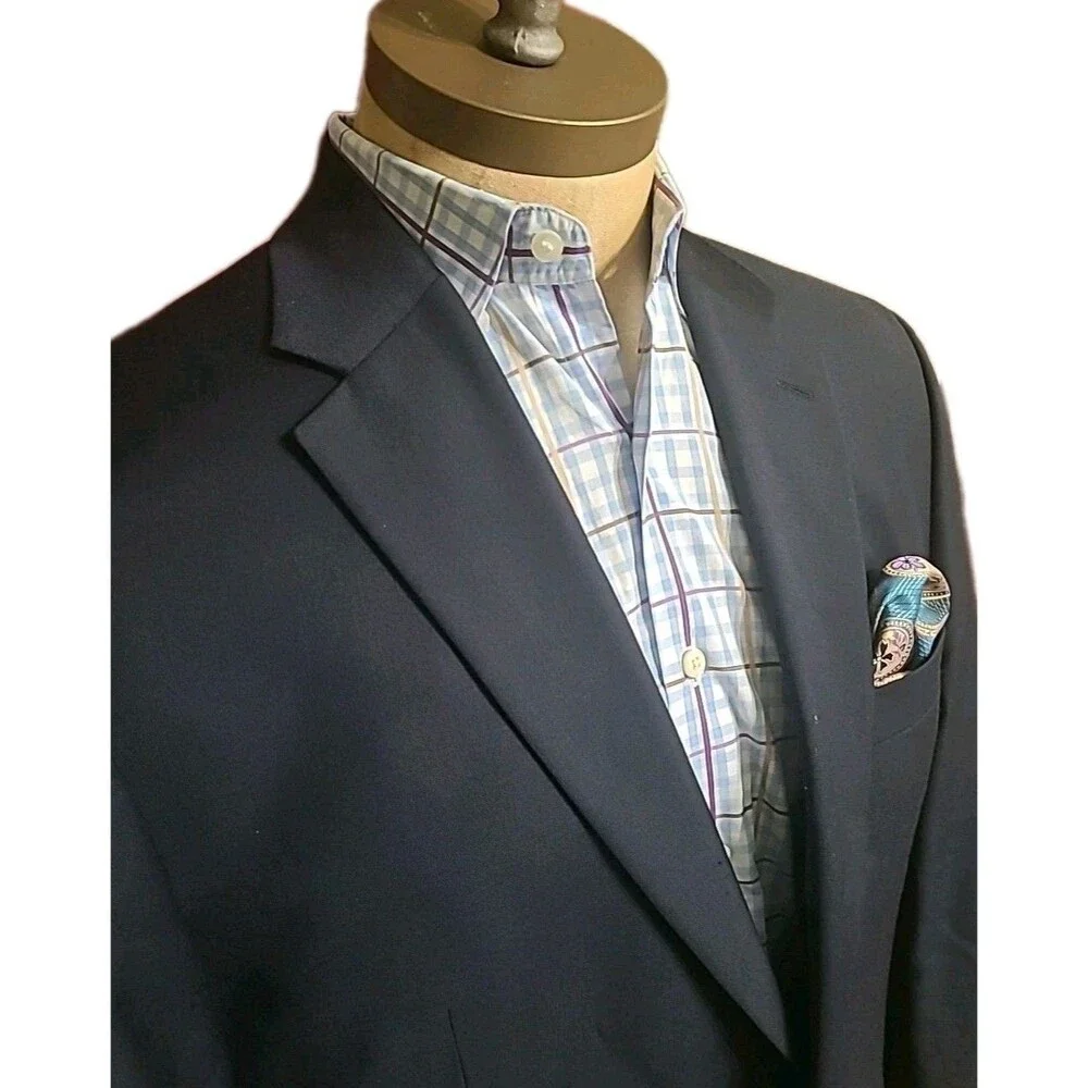 Lauren Ralph Lauren Blazer Mens 42L Dark Blue Gold Metal Buttons Sportscoat